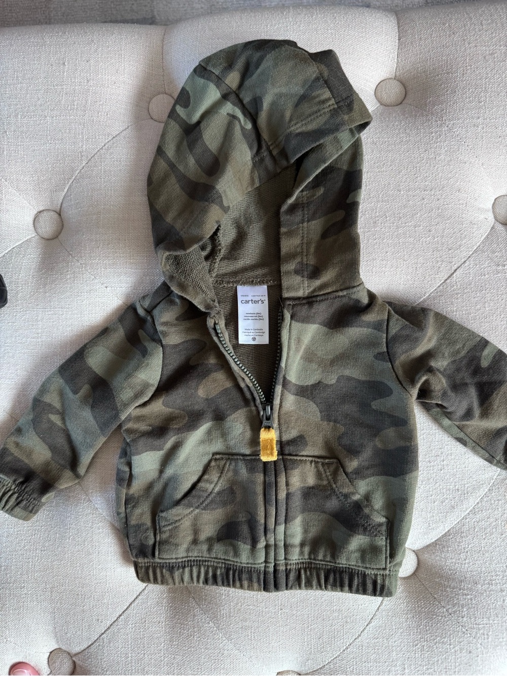 Carter's Toddler Camo Hooded Zip Sweatshirt - Olive & Dark Green